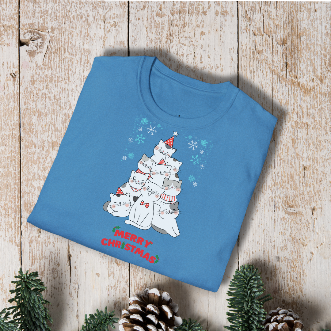 Christmas Cat Tree T-Shirt — Merry Christmas Cute Cat Holiday Tee