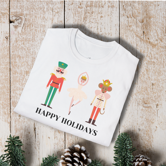 Holiday Nutcracker Ballet T-Shirt — 'Happy Holidays' Classic Dance Tee