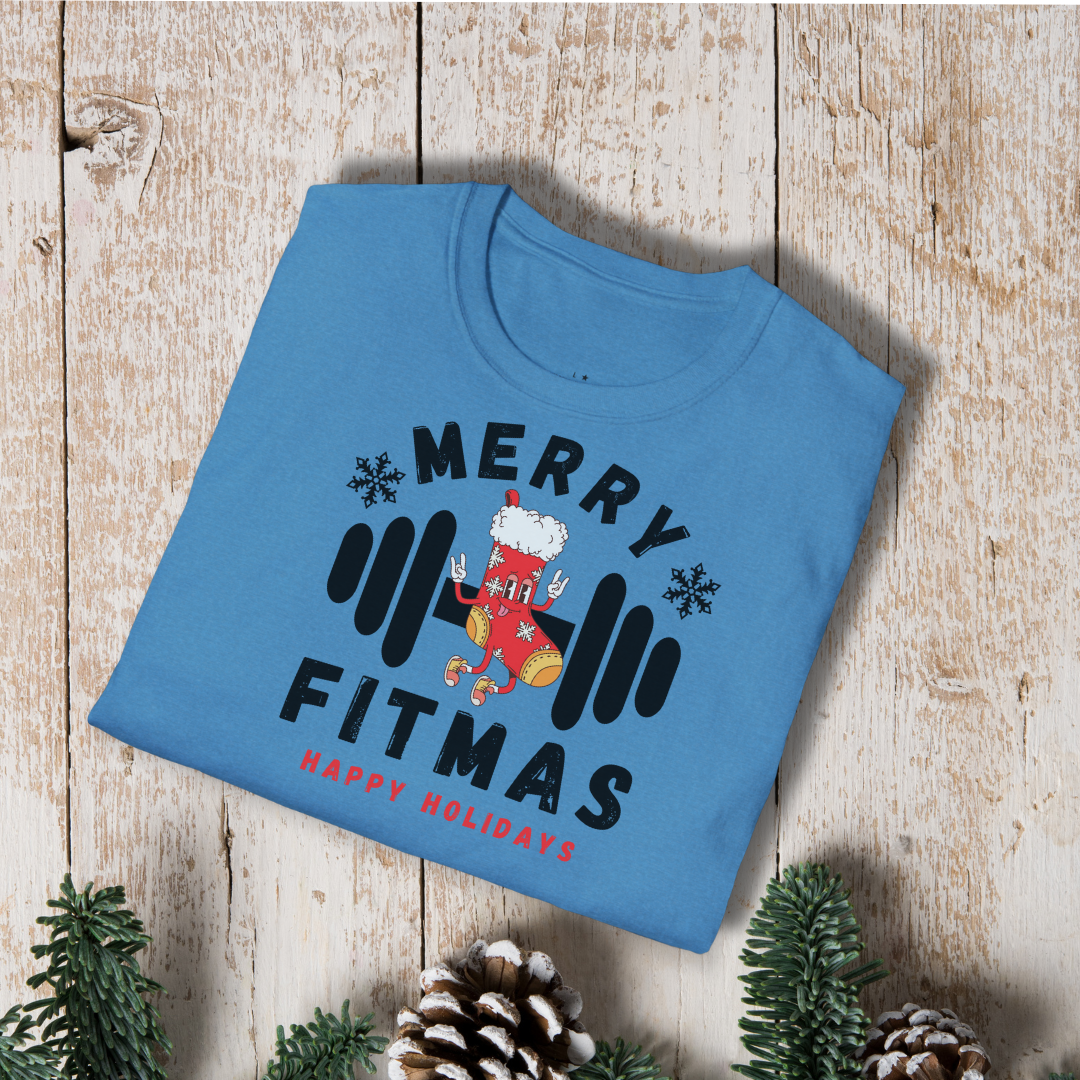 Merry Fitmas T-Shirt — Holiday Fitness Gym Shirt (Happy Holidays)