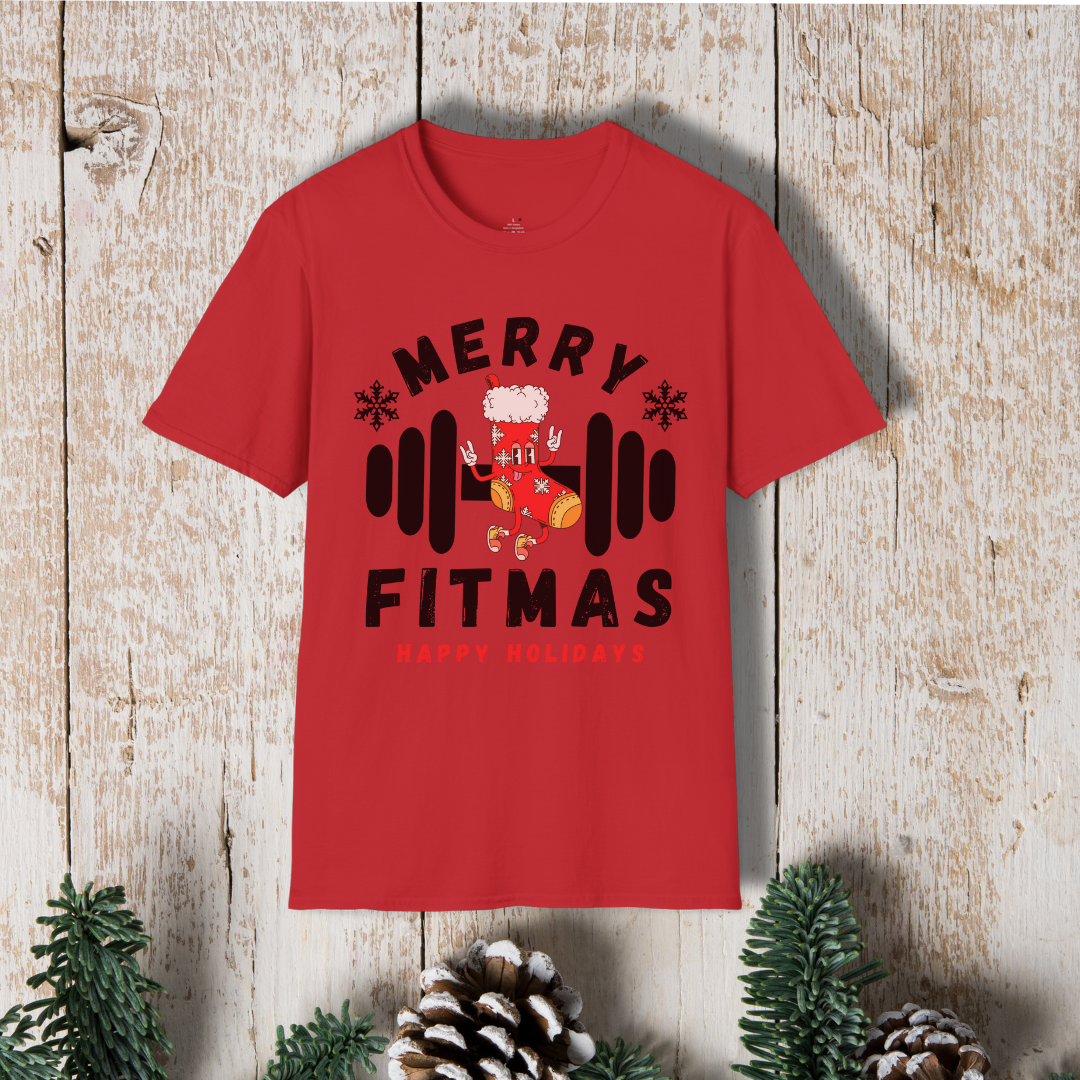 Merry Fitmas T-Shirt — Holiday Fitness Gym Shirt (Happy Holidays)