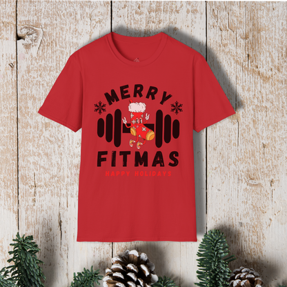 Merry Fitmas T-Shirt — Holiday Fitness Gym Shirt (Happy Holidays)
