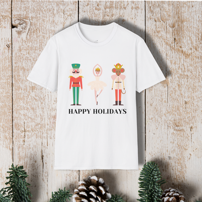 Holiday Nutcracker Ballet T-Shirt — 'Happy Holidays' Classic Dance Tee