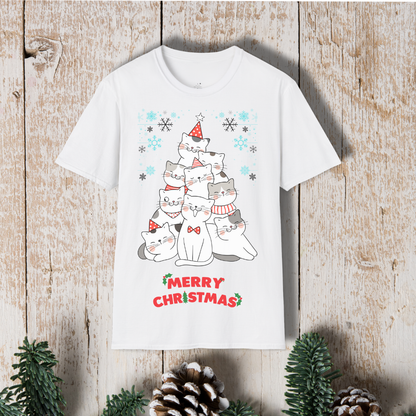 Christmas Cat Tree T-Shirt — Merry Christmas Cute Cat Holiday Tee
