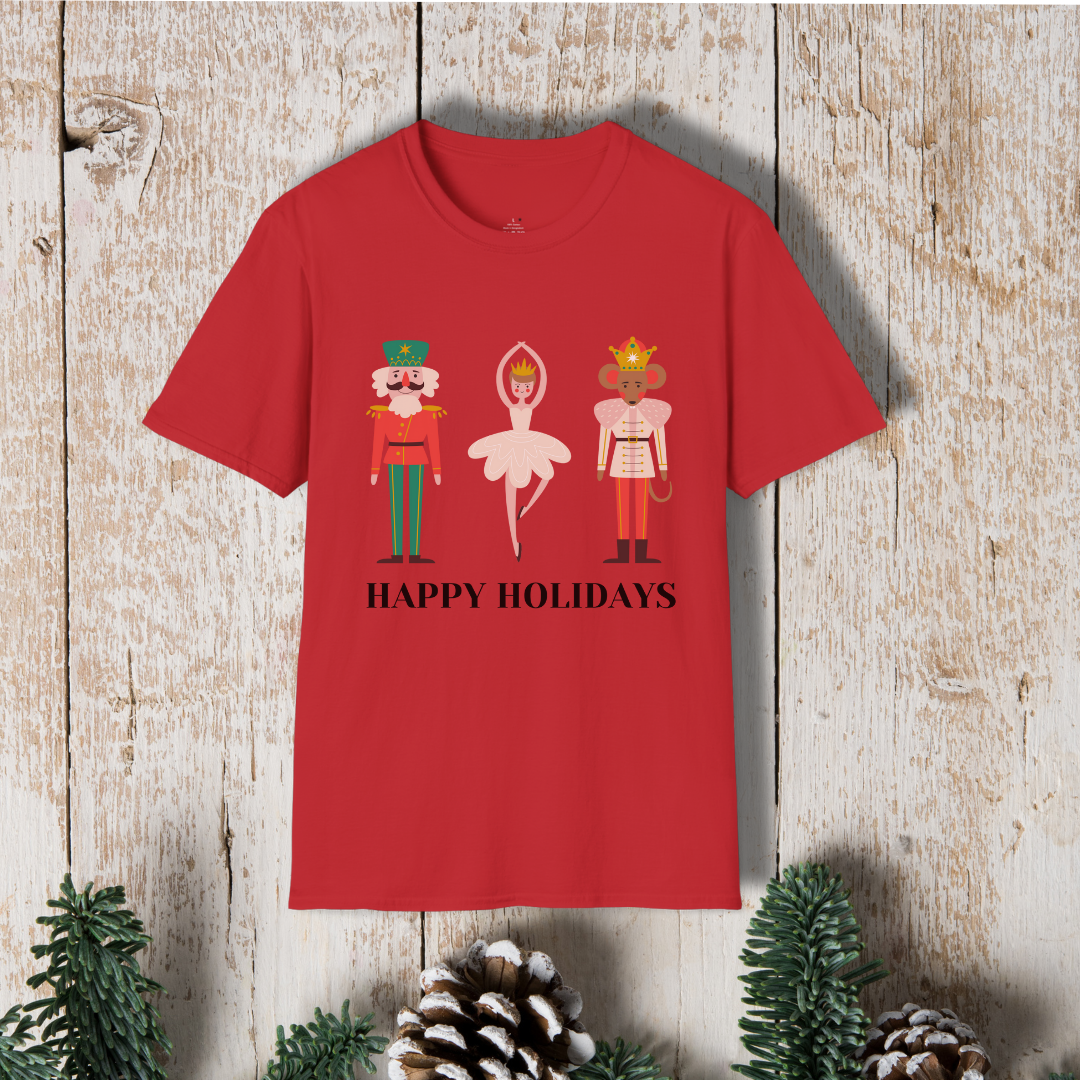 Holiday Nutcracker Ballet T-Shirt — 'Happy Holidays' Classic Dance Tee