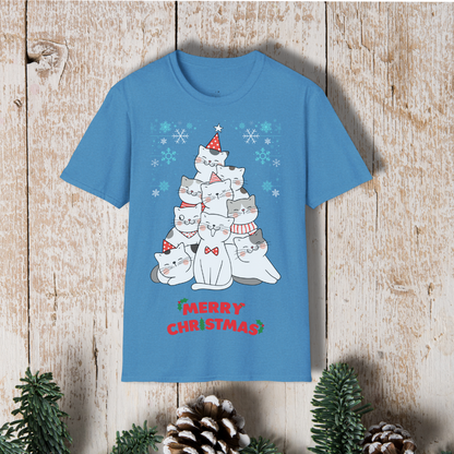 Christmas Cat Tree T-Shirt — Merry Christmas Cute Cat Holiday Tee