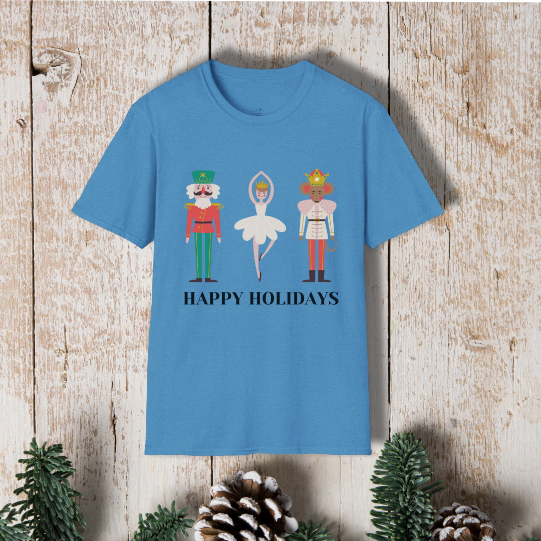 Holiday Nutcracker Ballet T-Shirt — 'Happy Holidays' Classic Dance Tee
