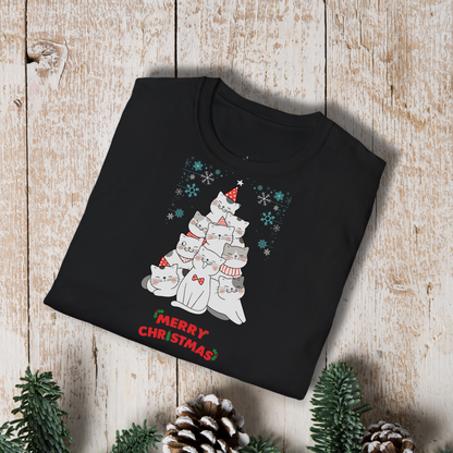 Christmas Cat Tree T-Shirt — Merry Christmas Cute Cat Holiday Tee