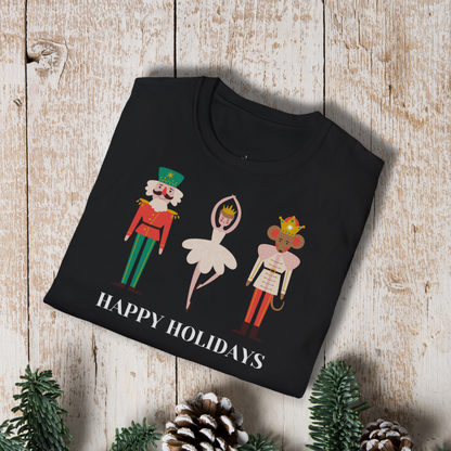 Holiday Nutcracker Ballet T-Shirt — 'Happy Holidays' Classic Dance Tee