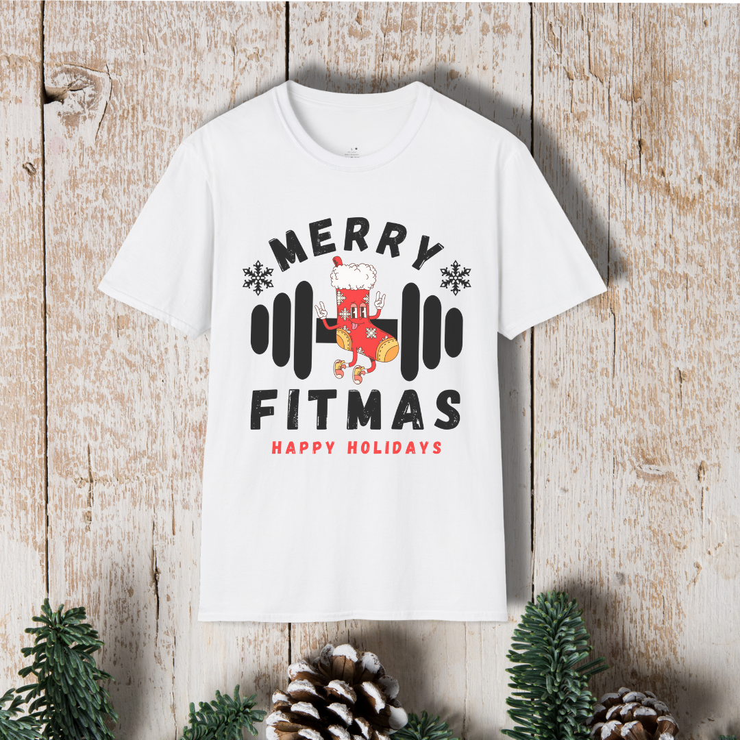 Merry Fitmas T-Shirt — Holiday Fitness Gym Shirt (Happy Holidays)