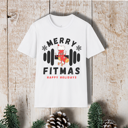 Merry Fitmas T-Shirt — Holiday Fitness Gym Shirt (Happy Holidays)