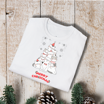 Christmas Cat Tree T-Shirt — Merry Christmas Cute Cat Holiday Tee