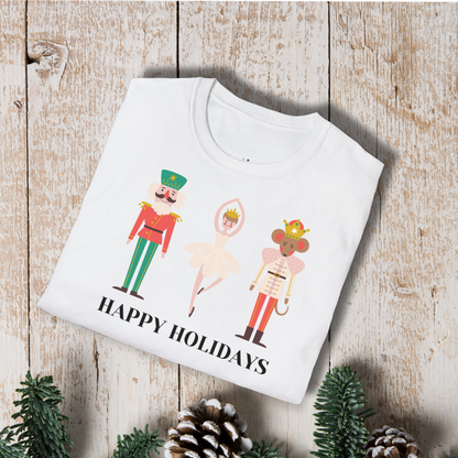 Holiday Nutcracker Ballet T-Shirt — 'Happy Holidays' Classic Dance Tee