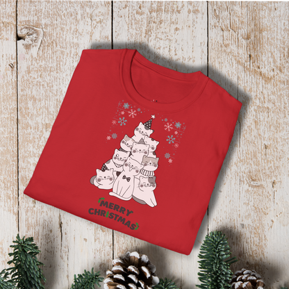 Christmas Cat Tree T-Shirt — Merry Christmas Cute Cat Holiday Tee
