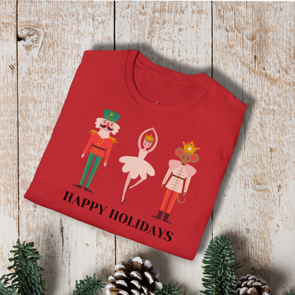 Holiday Nutcracker Ballet T-Shirt — 'Happy Holidays' Classic Dance Tee