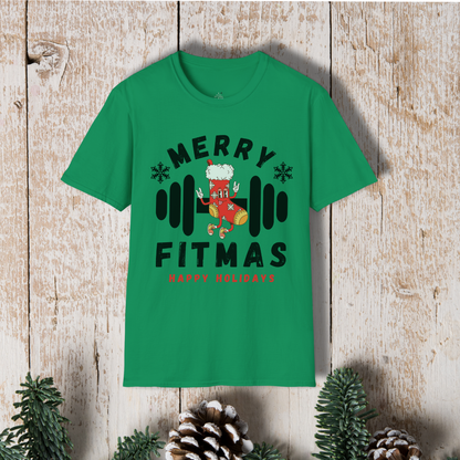 Merry Fitmas T-Shirt — Holiday Fitness Gym Shirt (Happy Holidays)